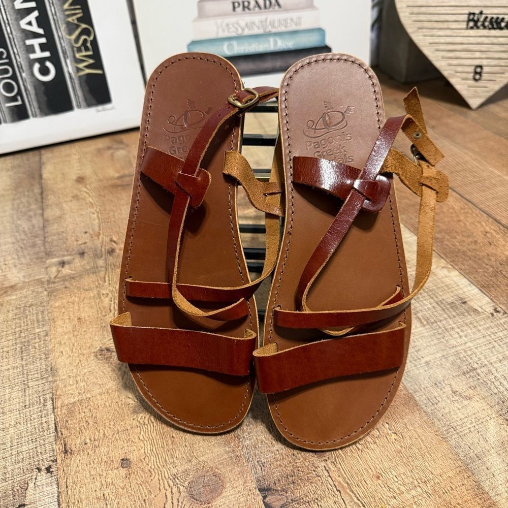 Pagonis Greek Handmade Brown Strappy Leather Sandals